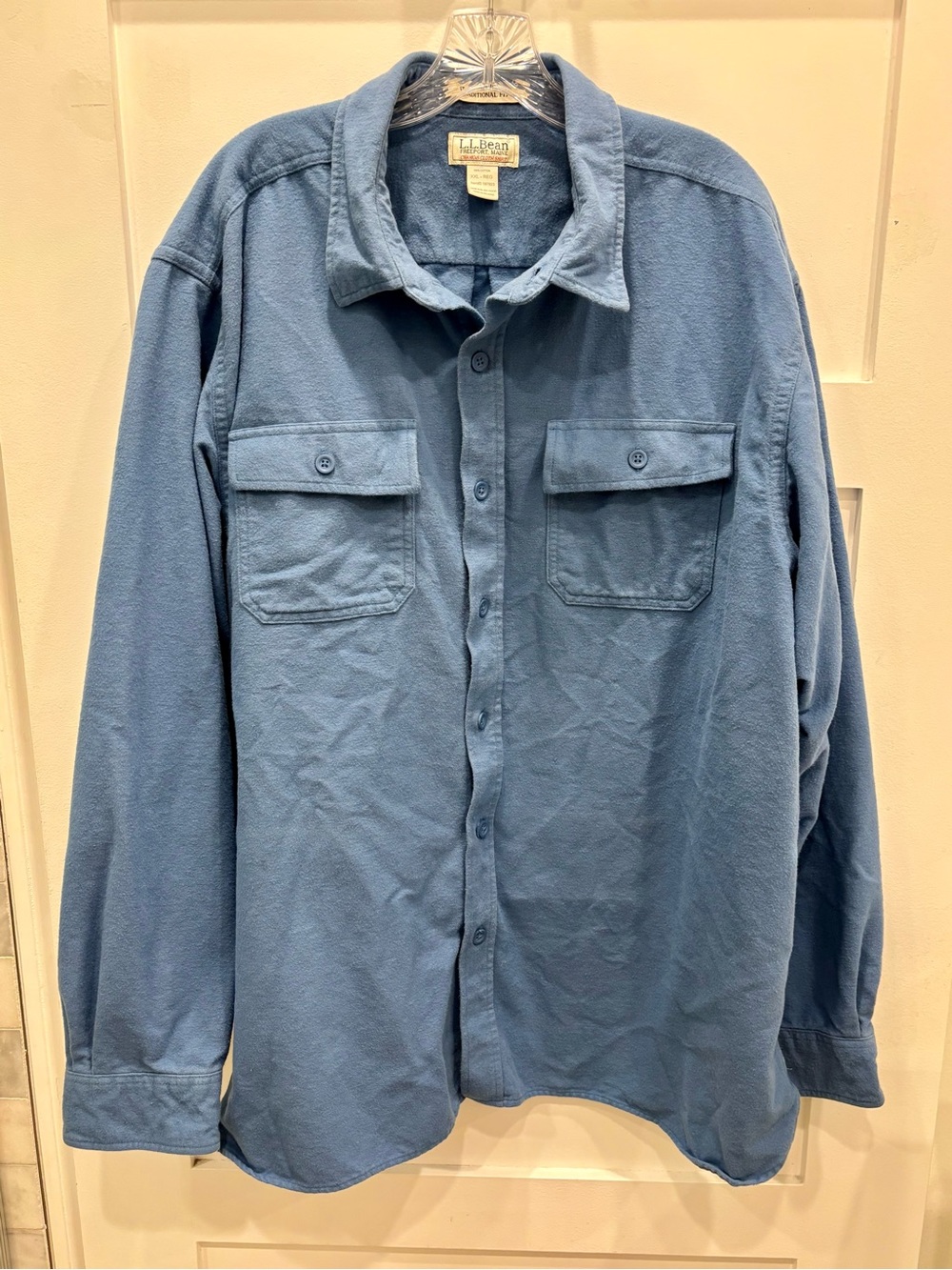 L.L.Bean Chamois Cloth Shirt in Light Blue 100% Cotton Traditional Fit